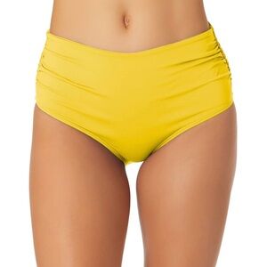 Anne cole live in color shirred yellow high waisted bikini swim bottoms